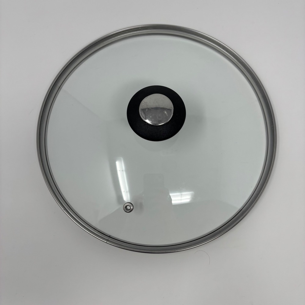 Revere Ware 9 Inch Vented Glass Replacement Lid with Black Knob Stainless Rim